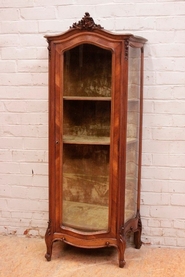 Louis XV style bombe display cabinet walnut