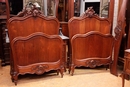 Louis XV style Twin beds in Walnut, Belgium 19th century