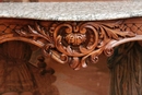 Louis XV style Wall console in walnut and marble, France 19th century