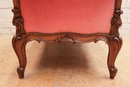 Louis XV style Long chair in Walnut, France 19th century