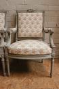 Louis XVI style Arm chairs in paint wood, France 1900