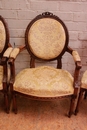 Louis XVI style Arm chairs and chairs in Walnut, France 1900