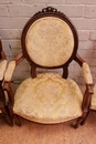 Louis XVI style Arm chairs and chairs in Walnut, France 1900