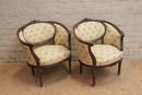 Louis XVI style Arm chairs in Walnut, France 1900