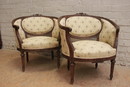Louis XVI style Arm chairs in Walnut, France 1900