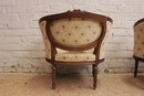 Louis XVI style Arm chairs in Walnut, France 1900