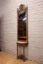 Louis XVI style Console and mirror in Walnut, France 1900