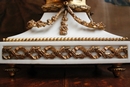 Louis XVI style Mantle clock set in Bronze and marble, France 19th century