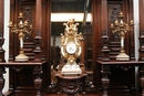 Louis XVI style Mantle clock set in Bronze and marble, France 19th century