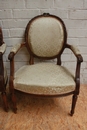 Louis XVI style Pair arm chairs in Walnut, France 19th century