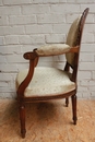 Louis XVI style Pair arm chairs in Walnut, France 19th century