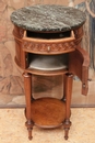 Louis XVI style End table in walnut and marble, France 19th century