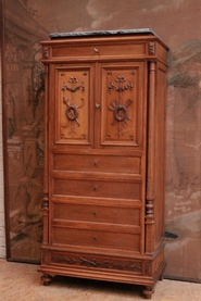 Louis XVI Secretary desk in walnut with marble top