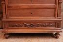 Louis XVI style Secretary desk in walnut and marble, France 19th century