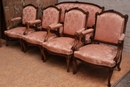 Louis XVI style Sofa set in Walnut, France 19th century