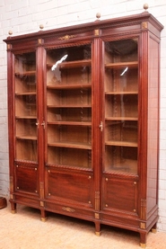 Louis XVI style 3 door bookcase in mahogany and bronze by KRIEGER PARIS 