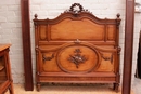 Louis XVI style Bed + nightstand in mahogany, France 1900