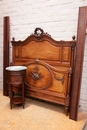 Louis XVI style Bed + nightstand in mahogany, France 1900