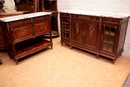 Louis XVI style Cabinet and server in mahogany bronze marble, France 19th century