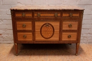 Louis XVI style chest of drawers with bronze and marble top