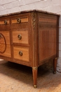 Louis XVI style Chest of drawers in rosewood bronze marble, France 1900