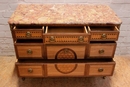 Louis XVI style Chest of drawers in rosewood bronze marble, France 1900