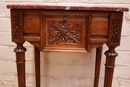 Louis XVI style Table in walnut and marble, France 19th century