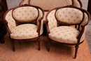 Louis XVI style Sofa set in Walnut, France 19th century