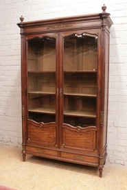Mahogany Louis XVI bookcase with bronze and beveled glass