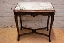 Louis XV style Center table in Beechwood and marble, France 1900