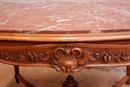 Louis XV style Center table in walnut and marble, France 19th century