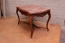 Louis XV style Center table in walnut and marble, France 19th century