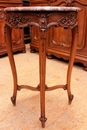 Louis XV style Flower table in walnut and marble, France 19th century