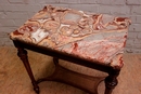 Louis XVI style Center table in walnut and marble, France 1900