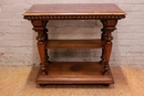 Renaissance style Center table in walnut and marble, France 19th century