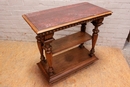 Renaissance style Center table in walnut and marble, France 19th century