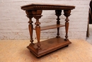 Renaissance style Center table in walnut and marble, France 19th century