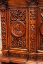 Renaissance style Sideboard in walnut and marble, France 19th century