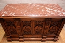 Renaissance style Sideboard in walnut and marble, France 19th century