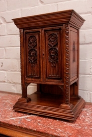 Mini gothic style cabinet/pharmacy cabinet in walnut