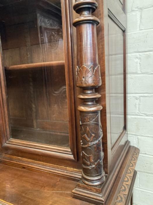 monumental 6 door walnut renaissance bookcase