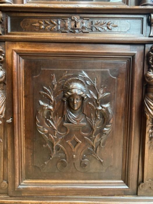 monumental 6 door walnut renaissance bookcase