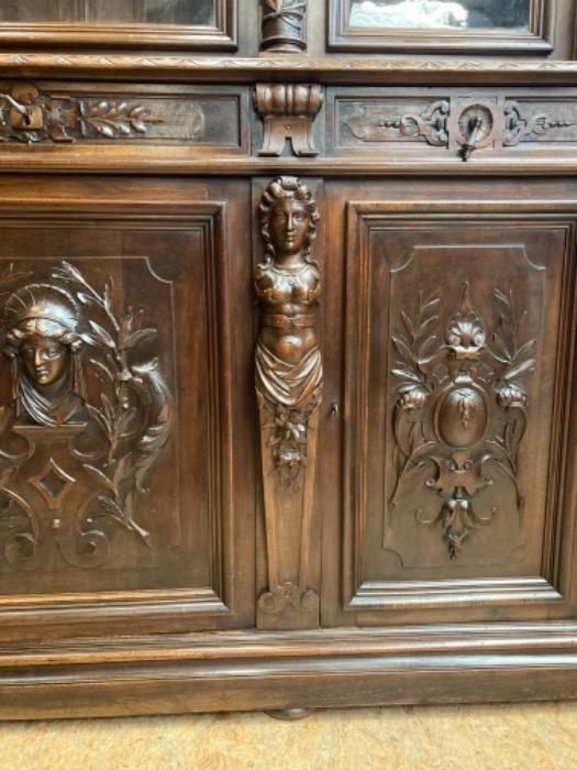 monumental 6 door walnut renaissance bookcase