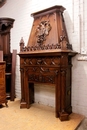 Gothic style Fire mantle in Walnut, France 19th century