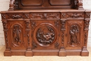 Hunt style CASTLE CABINET in Oak, France 19th century