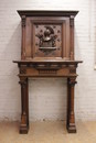 Gothic style Fire mantle in Walnut, France 19th century
