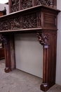 Gothic style Fire mantle in Oak, France 19th century