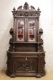 Monumental oak hunt bombe cabinet