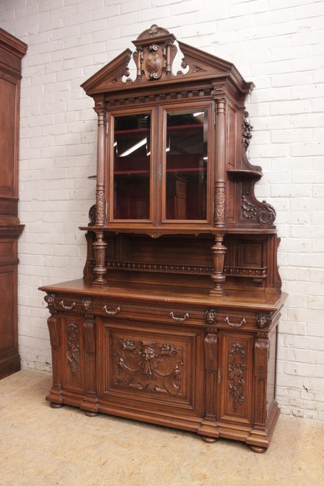 Monumental renaissance cabinet in walnut