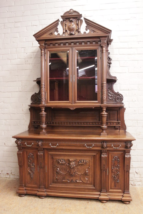 Monumental renaissance cabinet in walnut